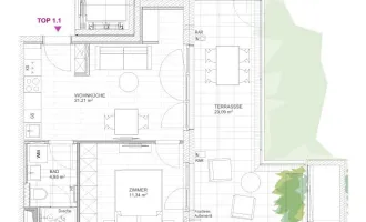 Erstbezug - Perfekte 2 Zimmer Wohnung mit herrlicher Hofterrasse