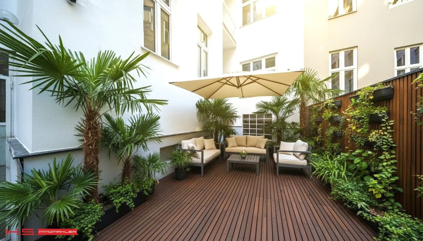 SERVITENVIERTEL - ERSTBEZUG - mediterane INNENHOFTERRASSE - HIGH END STILWOHNUNG - 95 m WFL - 4 Zimmer - 2 BÄDER - RENOVIERTES STILJUWEL - Bild 1