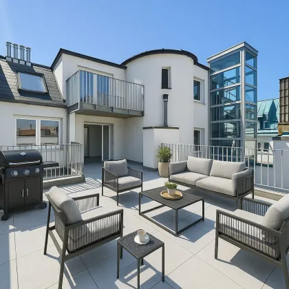 TERRASSEN-HIT im Sonnwendviertel - Erstbezug nach Dachausbau - 5. Liftstock - 3 Zimmer - ca. 90m² gew. NFL - Fußbodenheizung - Klima - zeitlose Ausstattung - ca. 36m² TERRASSE - Bild 3