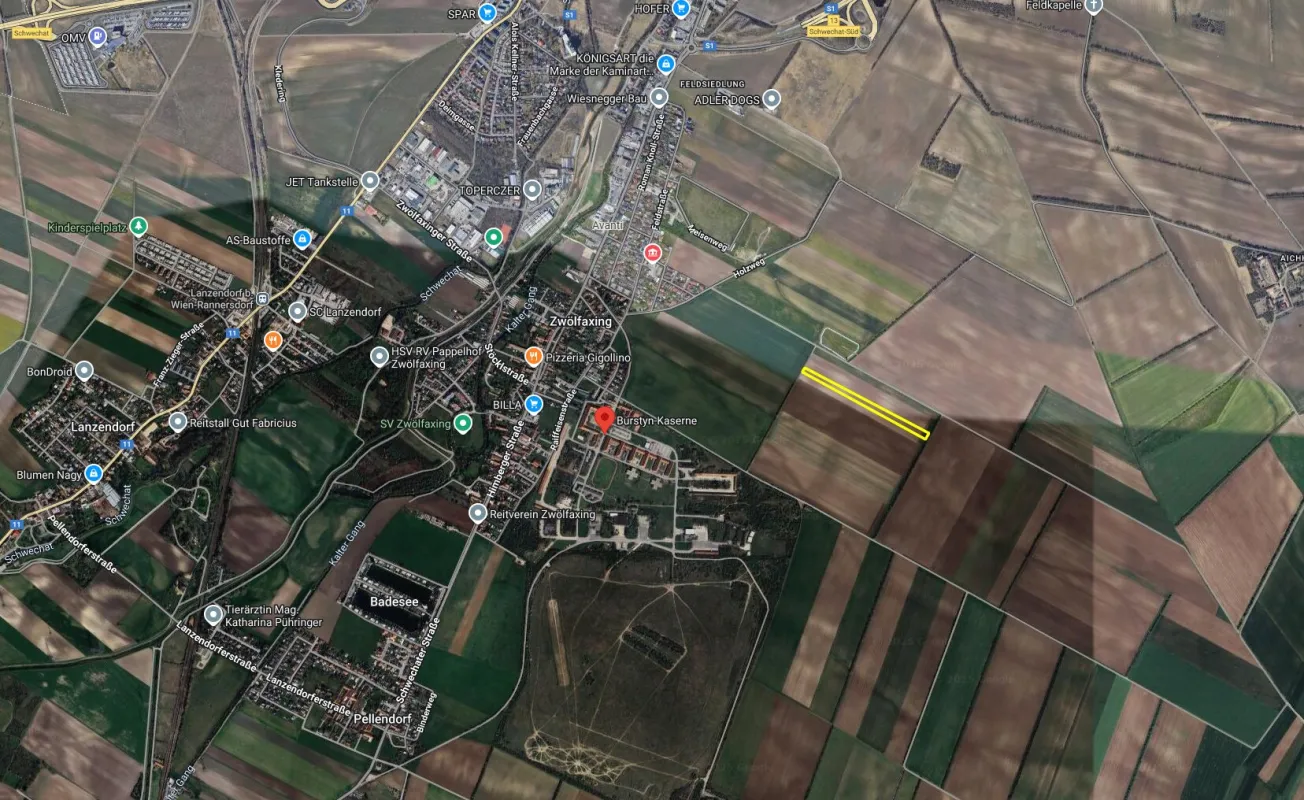1,6ha landwirtschaftlicher Grund hinter Burstyn-Kaserne Zwölfaxing - Bild 1