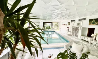 **Exklusive Landhausvilla in Pötzleinsdorf** ++ eigener Pool ++ Sauna ++ Fitnessraum ++ großer blühender Garten ++ Garage ++ Terrasse ++ direkt beim Pötzleinsdorfer Schlosspark ++