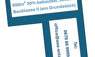 Einmalige Gelegenheit im Speckgürtel Wien - ca. 940m² zu 50% bebaubar, Bauklasse II - ca. 850m² zu 30% bebaubar, Bauklasse II (ein Grundstück)