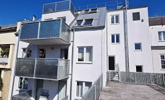 TERRASSENHIT, LORYSTRASSE, vermietete 50 m2 Neubau mit 38 m2 Terrasse, 2 Zimmer, Komplettküche, Duschbad, Parketten, 4. Liftstock
