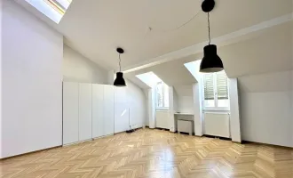 GONZAGAGASSE, BÖRSE-NÄHE, klimatisiertes 122 m2 Dachgeschoss mit 8 m2 Terrasse, 3 Zimmer, Komplettküche, 2 Bäder, Parketten