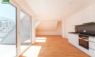 Hochwertiger Erstbezug mit großer Süd-Terrasse in Hofruhelage nahe Kagraner Platz! Küche und top Ausstattung inklusive!