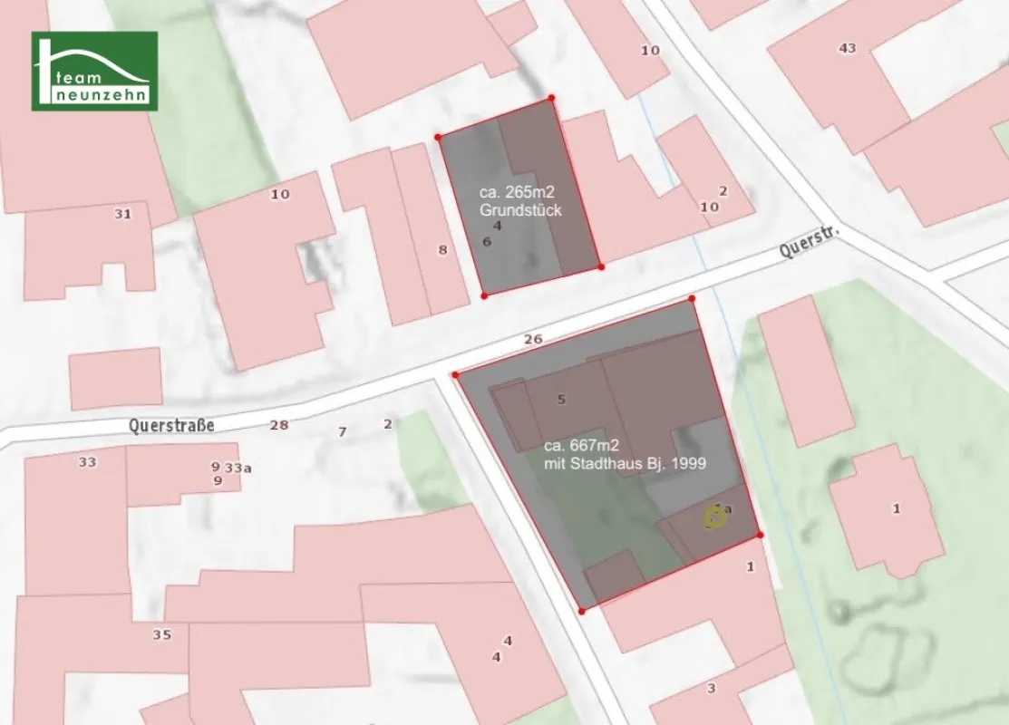 Ca. 265m2 Baugrund + geniales neuwertiges Stadthaus  gleich gegenüber. - Bild 1