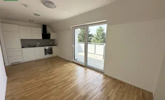Wohnen im Grünen! Klimatisierte Wohnung mit Weitblick und großer Terrasse in Essling! Lobau und Kirschenallee ums Eck!