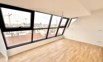 ERSTBEZUG! Exklusive lichtdurchflutete Dachgeschoss-Maisonette mit großzügigen Freiflächen und spektakulärem Weitblick ++ Luxuriöses Wohnen über den Dächern Wiens!