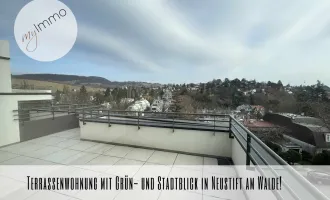 Terrassenwohnung mit Grün- und Stadtblick in Neustift am Walde!