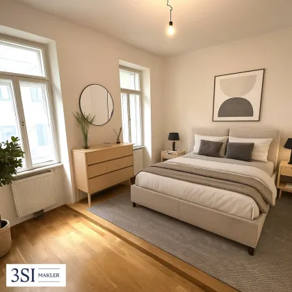 Potentieller Balkon in den begrünten Innenhof - Ruhige 3-Zimmer-Altbauwohnung - in Top-Lage des 3. Bezirks - Bild 3