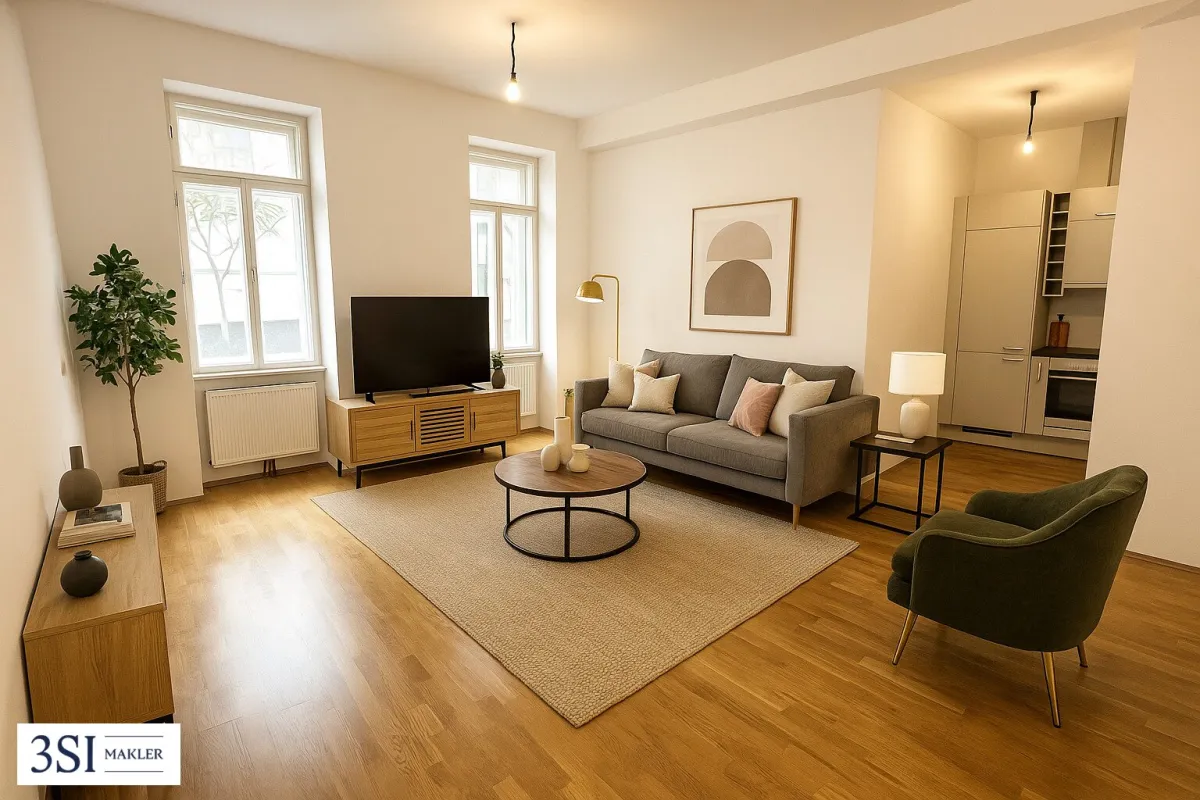 Potentieller Balkon in den begrünten Innenhof - Ruhige 3-Zimmer-Altbauwohnung - in Top-Lage des 3. Bezirks - Bild 1