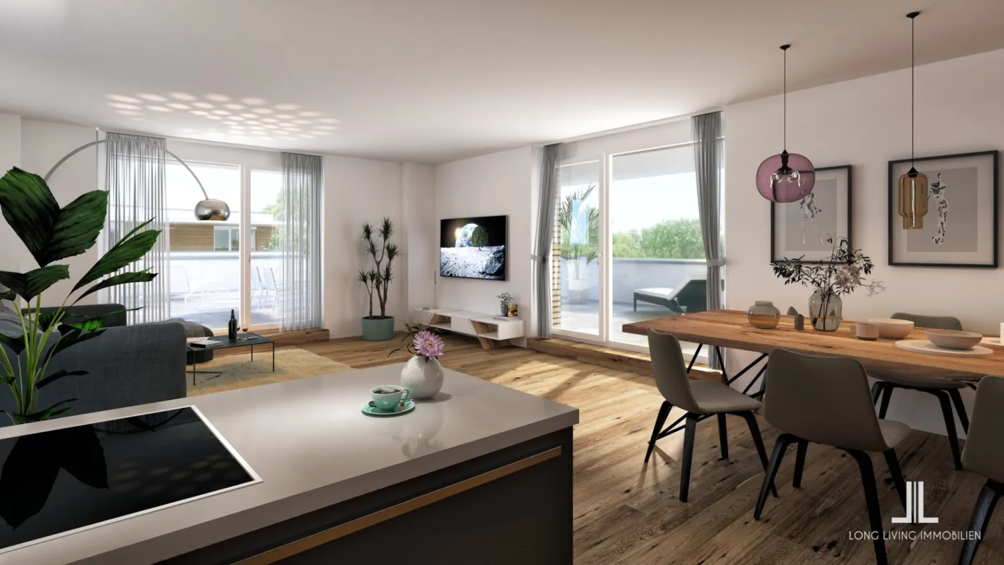 Exklusives Neubauprojekt im grünen Süden von Graz. TOP A0708 – 4-Zimmer-Wohnung im Obergeschoss mit großem Balkon und klarer Raumaufteilung - Bild 1