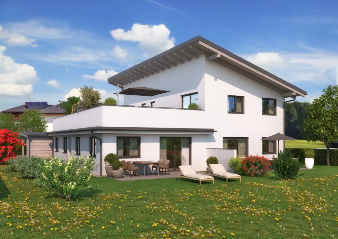 FernBlick 3: 4-Zimmer-Neubauwohnung mit großer Dachterrasse in Perwang am Grabensee - Bild 1