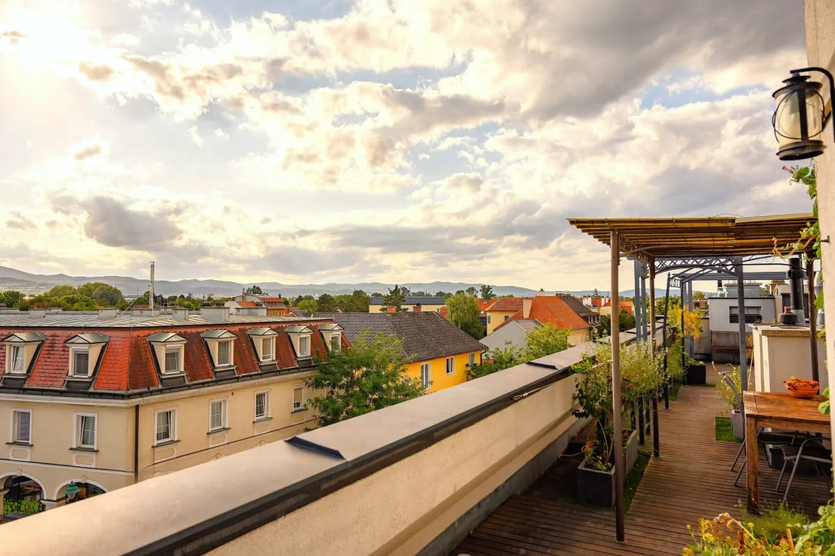 Exklusive Dachgeschosswohnung mit 80m² Panorama-Terrasse nähe Schlosspark Laxenburg - Bild 1