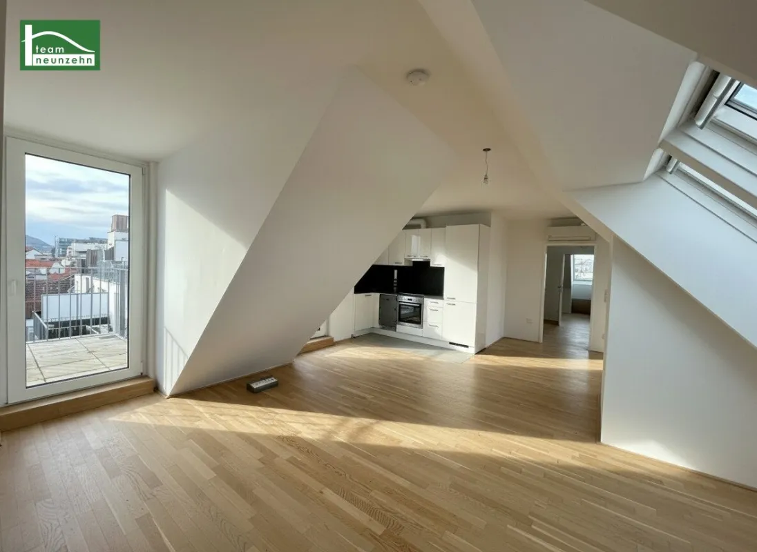 Klimatisierte Maisonette mit Weitblick-Dachterrasse in top Lage nahe U6, Millennium City und Donau! - Bild 1