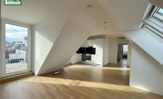 Klimatisierte Maisonette mit Weitblick-Dachterrasse in top Lage nahe U6, Millennium City und Donau!