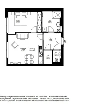 TOP 2.7 - NEUBAU - ERSTBEZUG - 2 Zimmerwohnung mit eigenem Tiefgaragenplatz - Bild 3