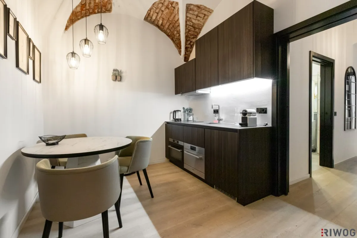 Stilvoller 37 m²-Altbau in 1190 – Gewölbedecken, Designbad & Einbauküche – Wohnen beim Weingarten - Bild 1