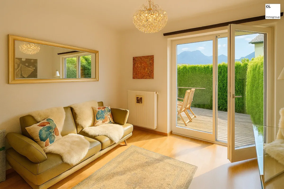 Traumhaft schöne Gartenwohnung im Süden der Stadt Salzburg, Leopoldskron, mit Terrasse, Untersbergblick; Carport + Stellplatz - Bild 1