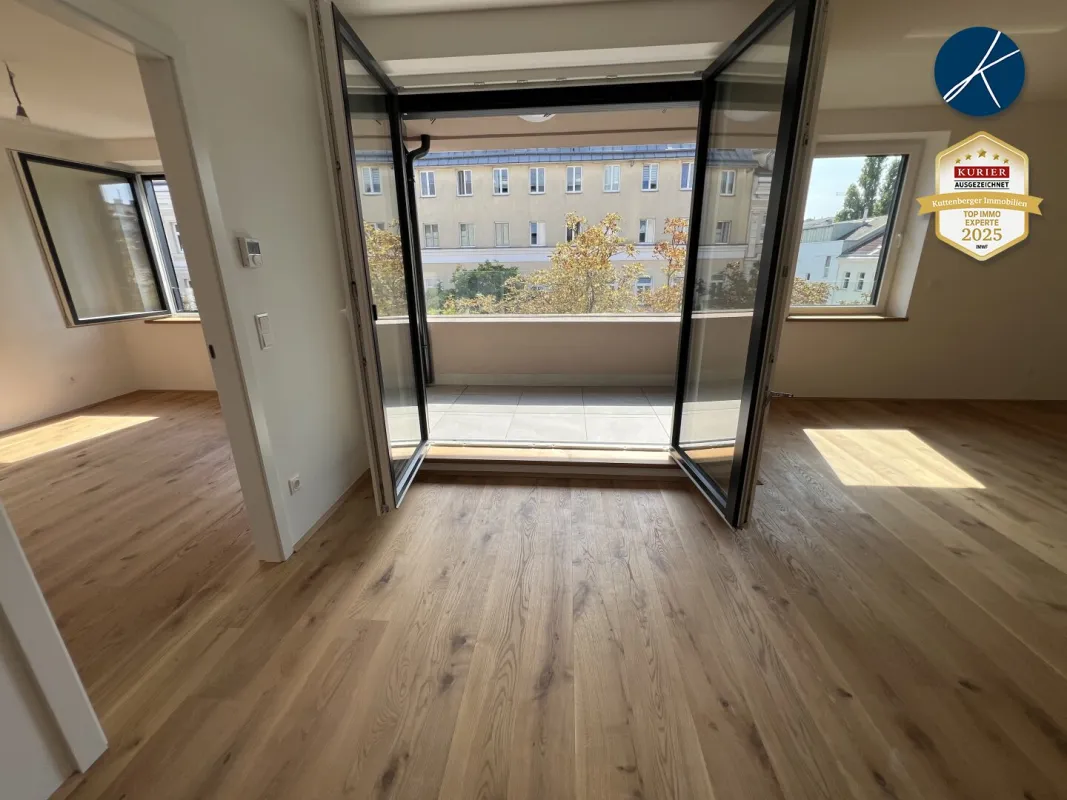 *Superprojekt: ''Über den Baumwipfeln" Top 44 SONNIGE 2-Zimmer LOGGIA-Wohnung + TRAUMHAFTE SÜDAUSRICHTUNG mit Blick auf die Kastanienbäume - Bild 1
