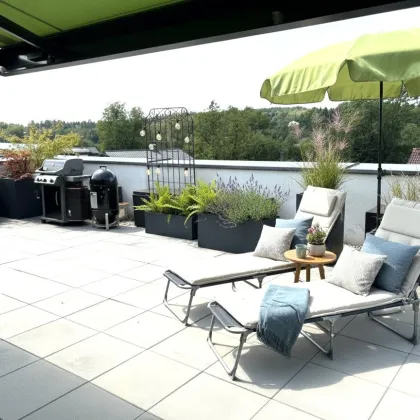 Premstätten - Exklusives,  Penthouse mit traumhafter uneinsichtiger 92 m² Terrasse und zwei überdachten Stellplätzen! - Bild 3