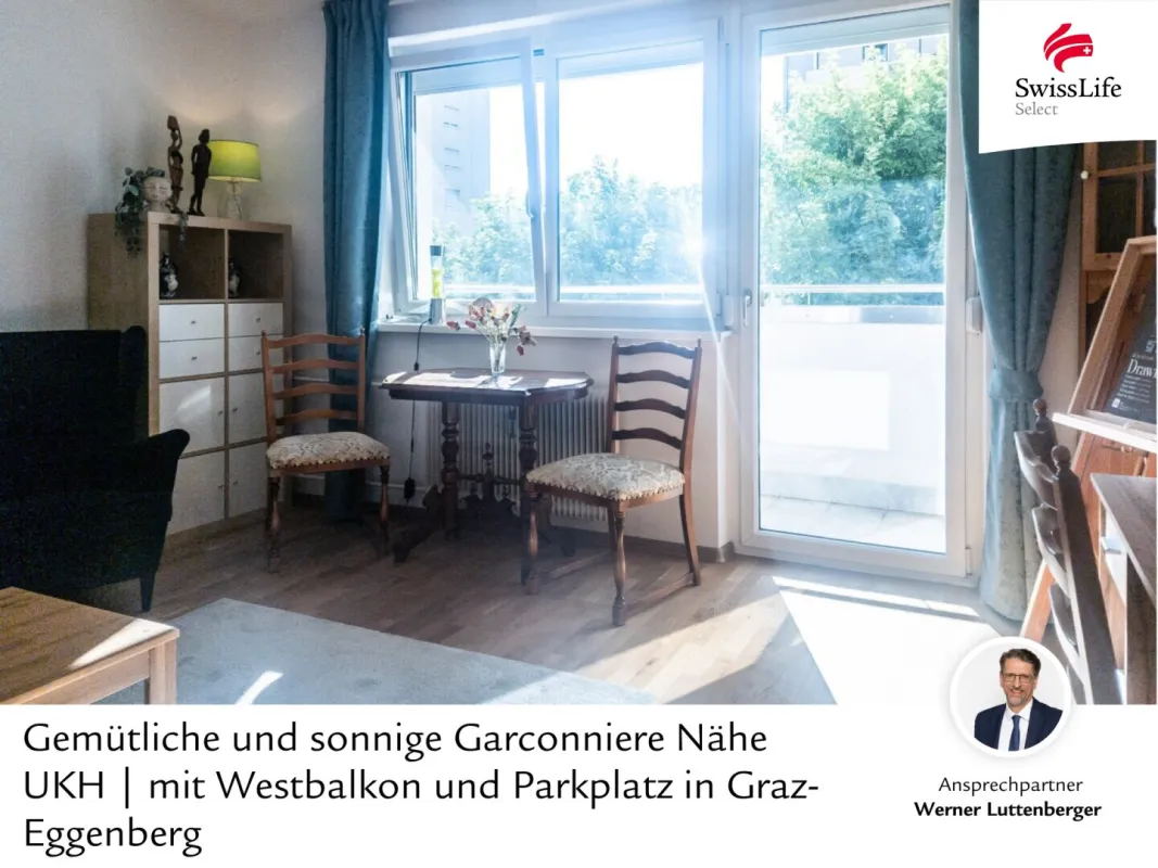 Gemütliche und sonnige Garconniere Nähe UKH | mit Westbalkon und Parkplatz in Graz-Eggenberg - Bild 1