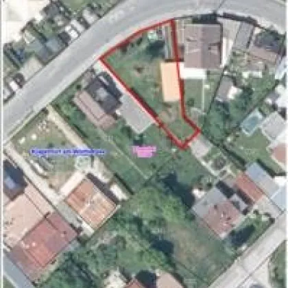 Eingezäuntes Baugrundstück mit Garage in Klagenfurt - St Veiterstrasse - Tessendorf - Ehrental - Berthold-Schwarz- Strasse ohne Bau Zwang : 508 m² für nur 99.500 € – Garage & Stellplatz inklusive! - Bild 2