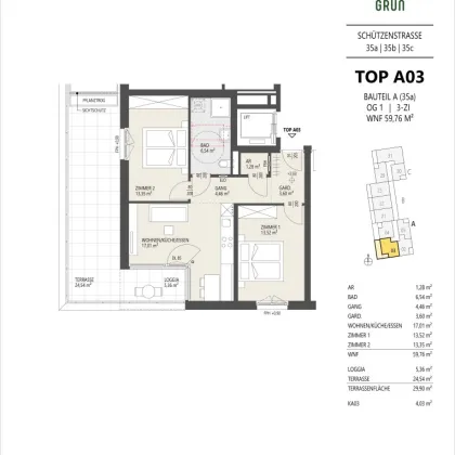 Top A03, 3-Zimmer-Wohnung, 1.OG, Innsbruck - Bild 3