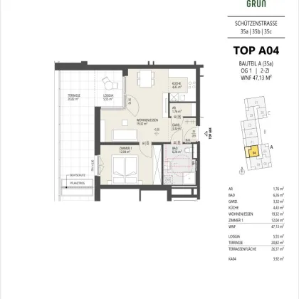Top A04, 2-Zimmer-Wohnung, 1.OG, Innsbruck - Bild 3