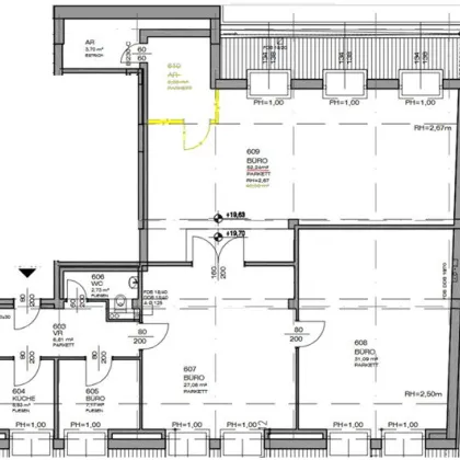 ZIEGLERGASSE bei FUZO Mariahilfer Straße, 141 m2 Bürofäche, 3 Zimmer, Serverraum, Küche, Klimaanlagen, Dachgeschoß - Bild 3