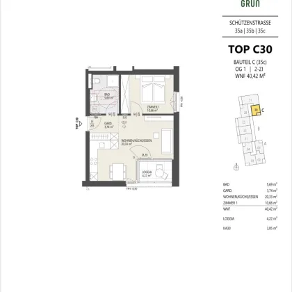 Top C30, 2-Zimmer-Wohnung, 1.OG, Innsbruck - Bild 3