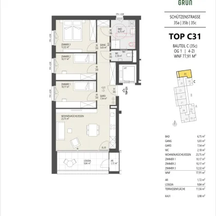 Top C31, 4-Zimmer-Wohnung, 1.OG, Innsbruck - Bild 3