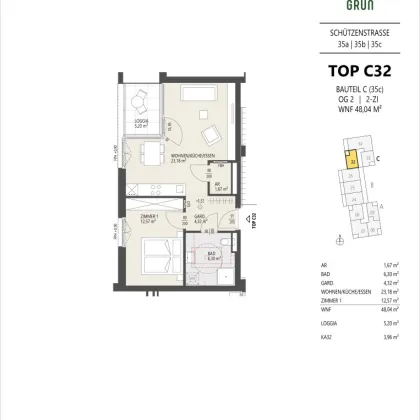 Top C32, 2-Zimmer-Wohnung, 2.OG, Innsbruck - Bild 3