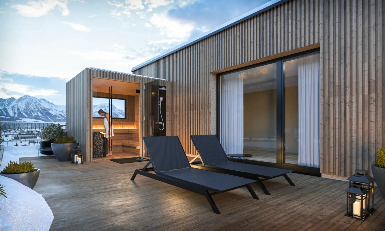 Dachgeschoß-Oase! Outdoor-Sauna mit Bergblick - Bild 1