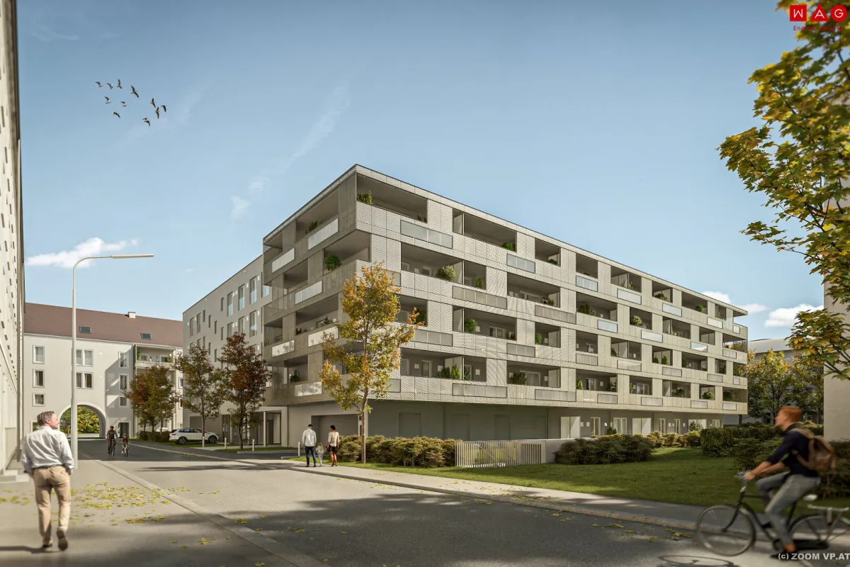 großzügige 4-Zimmer-Wohnung am Bindermichl, lichtdurchfluteter Wohnbereich, Balkon Richtung begrüntem Innenhof, elektrische Raffstores - Bild 1
