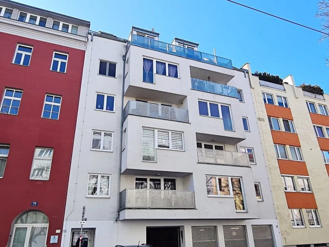 LORYSTRASSE, U3-Nähe, 61 m2 Neubau mit 45 m2 Terrasse, 2 Zimmer, Einbauküche, Wannenbad, Garage möglich, 3. Liftstock - Bild 1